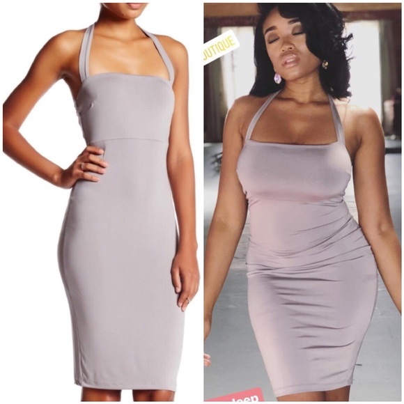 ☀️ Sexy Halter Silk Jersey Cocktail Party Dress - Picture 2 of 6